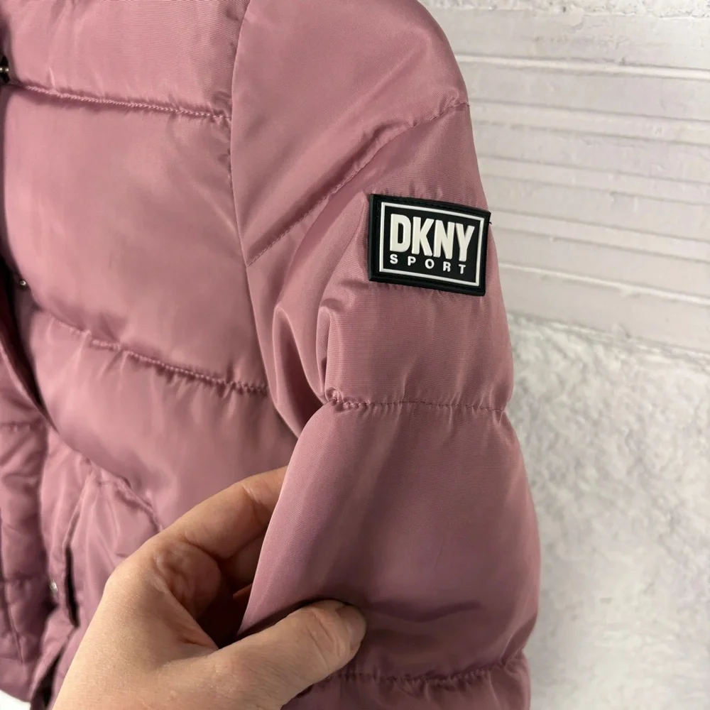 DKNY SPORT pale rose Pink Sherpa lined Puffer warm winter Jacket size 6X